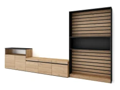 Móvel De Tv*Skraut Home Conjunto de móveis TV, 360x35x186cm, Para televisores até 65", Estante para TV, Carvahlo e preto Natural claro