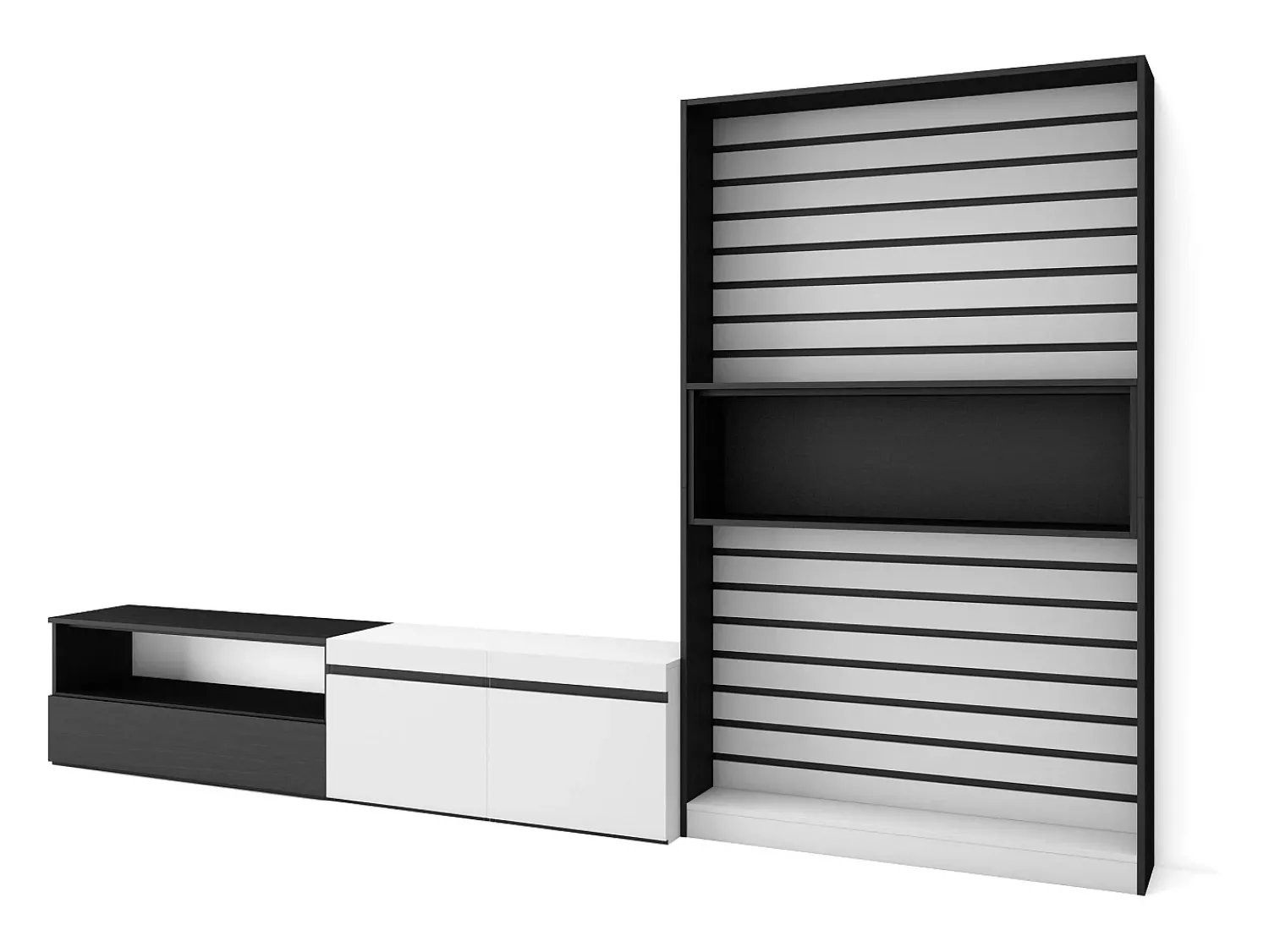 Móvel De Tv|Skraut Home Conjunto de móveis TV, 310x35x186cm, Para televisores até 80", Estante para TV, e preto Branco