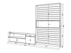 Skraut Home Conjunto de móveis TV, 260x35x186cm, Para televisores até 65