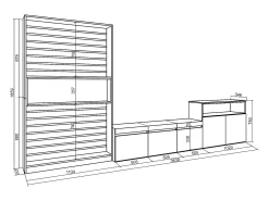 Móvel De Tv|Skraut Home Conjunto de móveis TV, 360x35x186cm, Para televisores até 65
