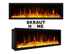 Móvel De Tv|Skraut Home Conjunto de móveis TV, 320x35x186cm, Lareira eléctrica, Carvahlo e preto Natural claro