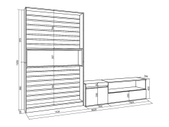 Hot Skraut Home Conjunto de móveis TV, 260x35x186cm, Para televisores até 65