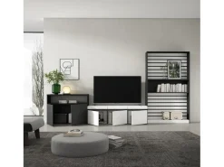 Móvel De Tv|Skraut Home Conjunto de móveis TV, 360x35x186cm, Para televisores até 65", Estante para TV, e preto Branco