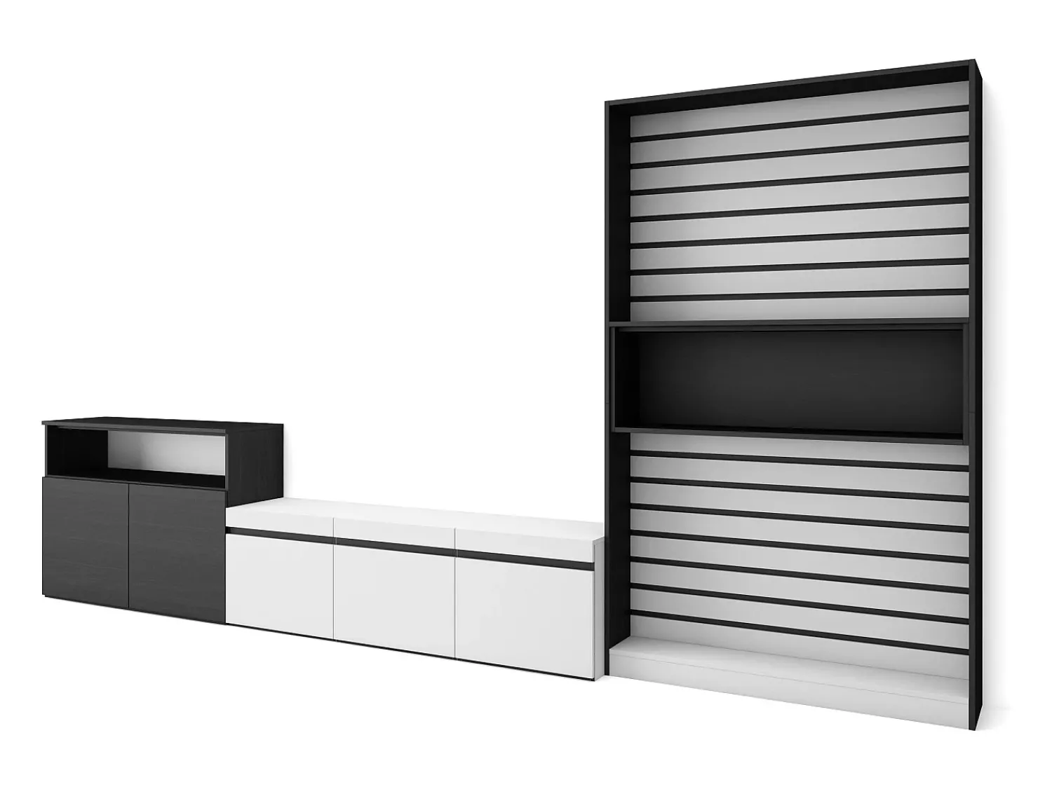 Móvel De Tv|Skraut Home Conjunto de móveis TV, 360x35x186cm, Para televisores até 65", Estante para TV, e preto Branco