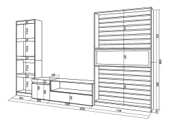 Discount Skraut Home Conjunto de móveis TV, 320x35x186cm, Lareira eléctrica, Carvahlo e preto Natural claro
