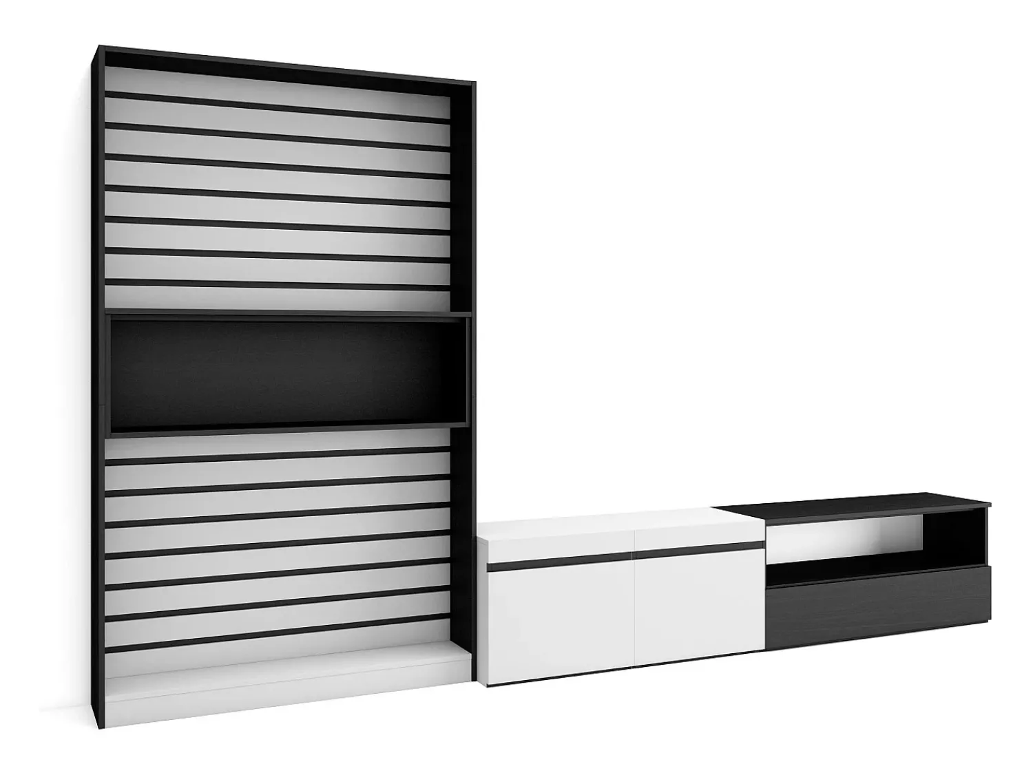 Móvel De Tv|Skraut Home Conjunto de móveis TV, 310x35x186cm, Para televisores até 80", Estante para TV, e preto Branco