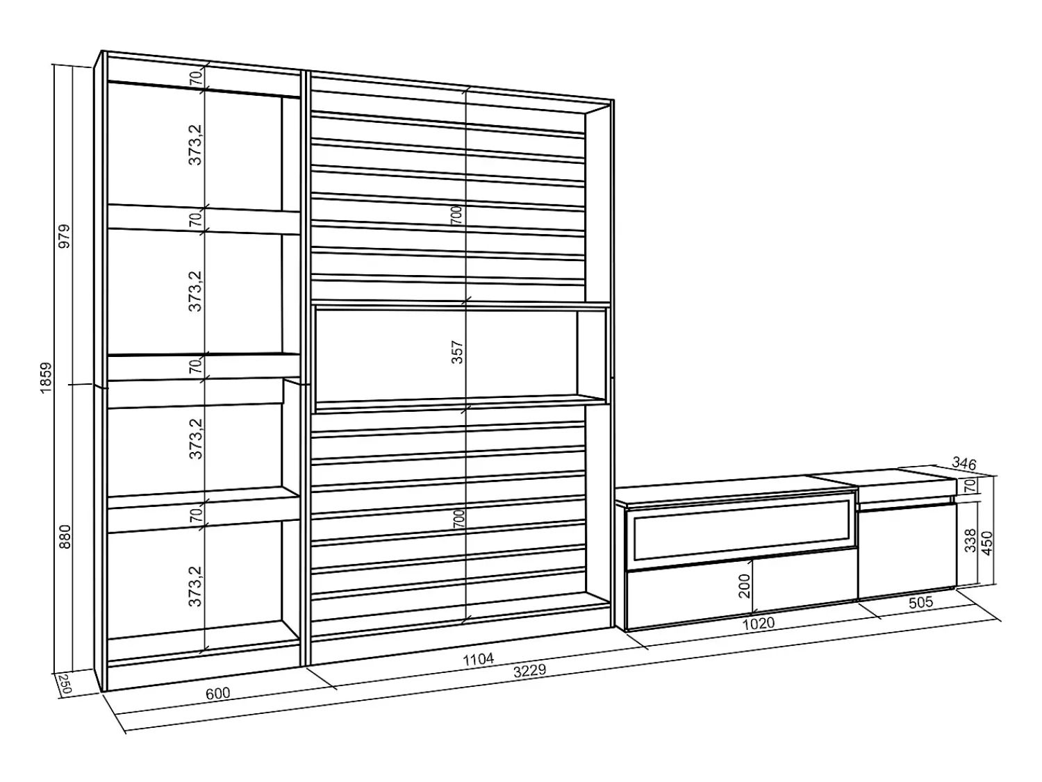 Móvel De Tv|Skraut Home Conjunto de móveis TV, 320x35x186cm, Lareira eléctrica, Carvahlo e preto Natural claro