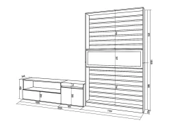 Skraut Home Conjunto de móveis TV, 260x35x186cm, Para televisores até 65", Lareira eléctrica, e preto^ Móvel De Tv