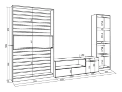Skraut Home Conjunto de móveis TV, 320x35x186cm, Estante para TV, Carvahlo e preto^ Móvel De Tv