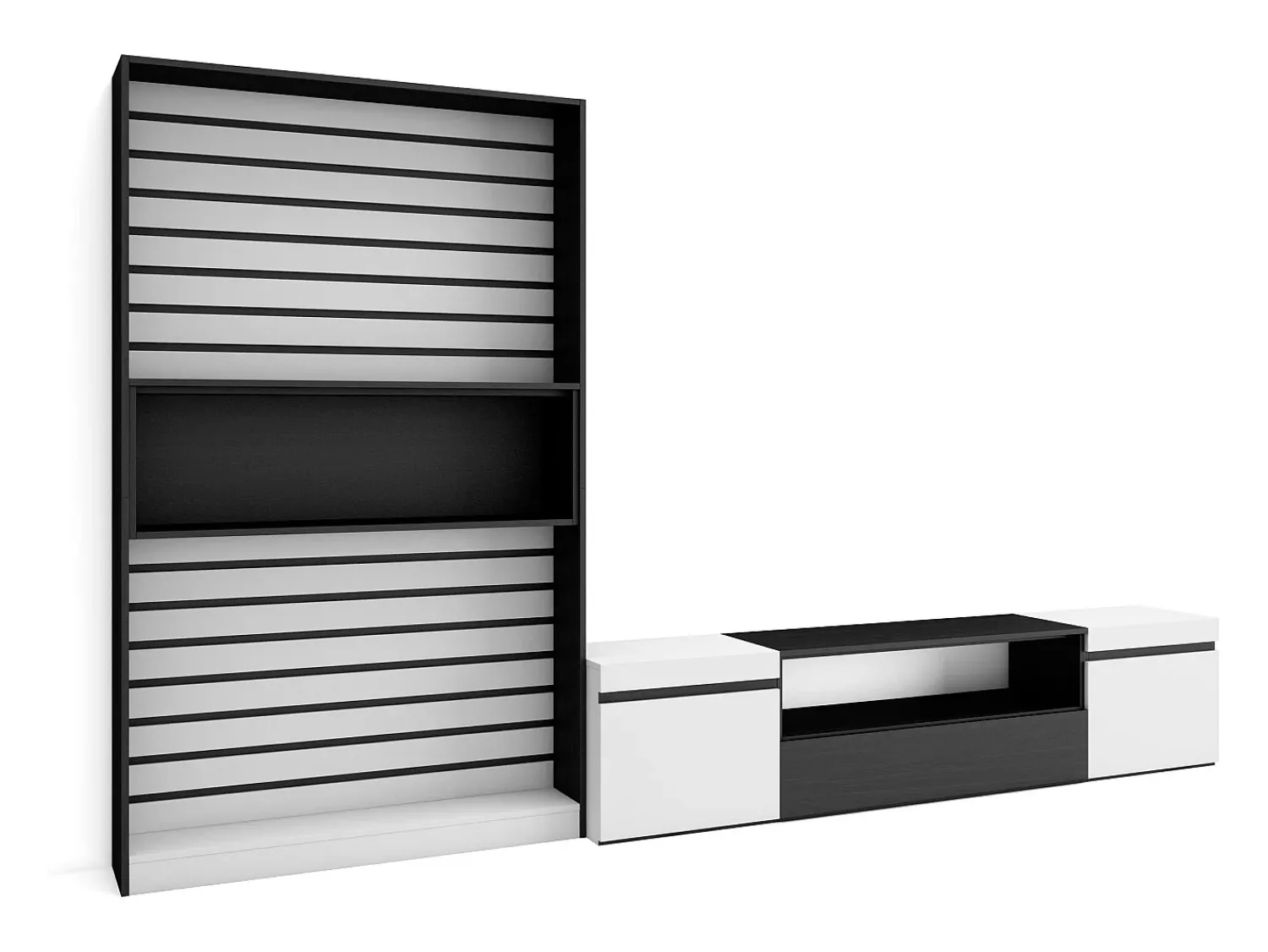 Móvel De Tv|Skraut Home Conjunto de móveis TV, 310x35x186cm, Para televisores até 80", Estante para TV, e preto Branco