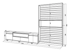 Skraut Home Conjunto de móveis TV, 310x35x186cm, Para televisores até 80", Lareira eléctrica, e preto^ Móvel De Tv