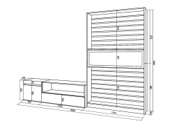 Discount Skraut Home Conjunto de móveis TV, 260x35x186cm, Para televisores até 65