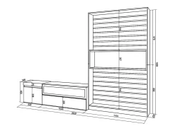 Skraut Home Conjunto de móveis TV, 260x35x186cm, Para televisores até 65", Lareira eléctrica, e preto^ Móvel De Tv