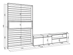 Móvel De Tv|Skraut Home Conjunto de móveis TV, 310x35x186cm, Para televisores até 80