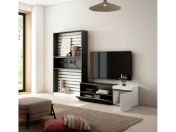 Clearance Skraut Home Conjunto de móveis TV, 260x35x186cm, Para televisores até 65", Estante para TV, e preto Branco