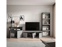 Online Skraut Home Conjunto de móveis TV, 310x35x186cm, Para televisores até 65", Estante para TV, Cimento Cinzento