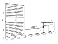Skraut Home Conjunto de móveis TV, 360x35x186cm, Para televisores até 65