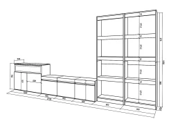 Skraut Home Conjunto de móveis TV, 370x35x186cm, Para televisores até 65