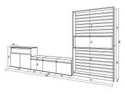 Móvel De Tv*Skraut Home Conjunto de móveis TV, 360x35x186cm, Para televisores até 65