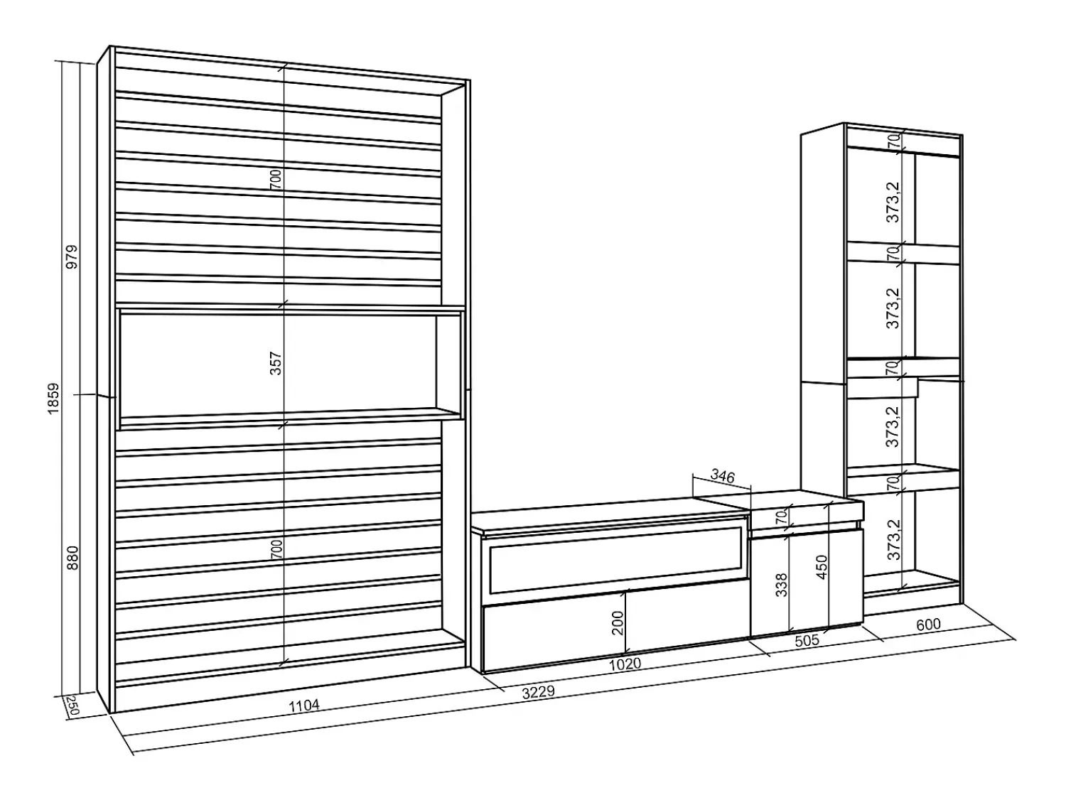 Móvel De Tv*Skraut Home Conjunto de móveis TV, 320x35x186cm, Lareira eléctrica, Carvahlo e preto Natural claro
