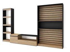 Móvel De Tv|Skraut Home Conjunto de móveis TV, 320x35x186cm, Estante para TV, Carvahlo e preto Natural claro