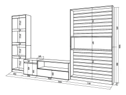 Móvel De Tv|Skraut Home Conjunto de móveis TV, 320x35x186cm, Estante para TV, Carvahlo e preto Natural claro