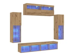 Móvel De Tv*vidaxl Conjunto de móvel de TV 6 pcs carvalho artisiano Castanho