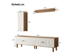 Móvel De Tv|DripeX Conjunto de móvel para TV com Vitrine e prateleiras de parede - Placa de partículas + MDF - Branco