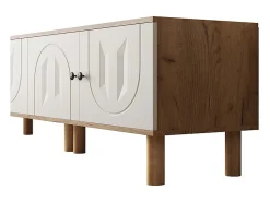Móvel De Tv|DripeX Conjunto de móvel para TV com Vitrine e prateleiras de parede - Placa de partículas + MDF - Branco