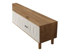 Móvel De Tv|DripeX Conjunto de móvel para TV com Vitrine e prateleiras de parede - Placa de partículas + MDF - Branco