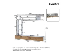 Móvel De Tv|ModernLuxe Conjunto de móvel para TV 3 peças – móvel para TV + prateleira vertical + prateleira de parede – 2 portas basculantes - branco e natural Natural claro