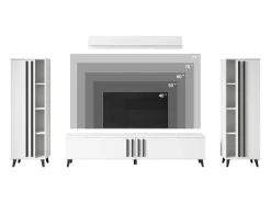 Discount Conjunto de sala 180 cm sobre pés – conjunto de TV moderno com estantes e prateleira, carvalho artisan, preto mate Natural claro