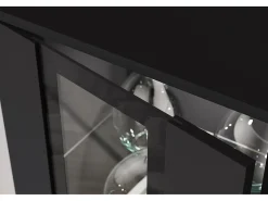 Móvel De Tv* Conjunto de sala moderno – acabamento mate, 2 vitrinas e móvel de TV 180 cm mate Preto