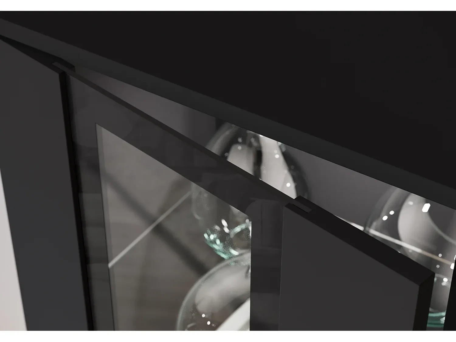 Móvel De Tv* Conjunto de sala moderno – acabamento mate, 2 vitrinas e móvel de TV 180 cm mate Preto
