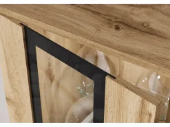 Móvel De Tv* Conjunto de sala moderno – acabamento mate, 2 vitrinas e móvel de TV 180 cm carvalho Wotan Natural escuro
