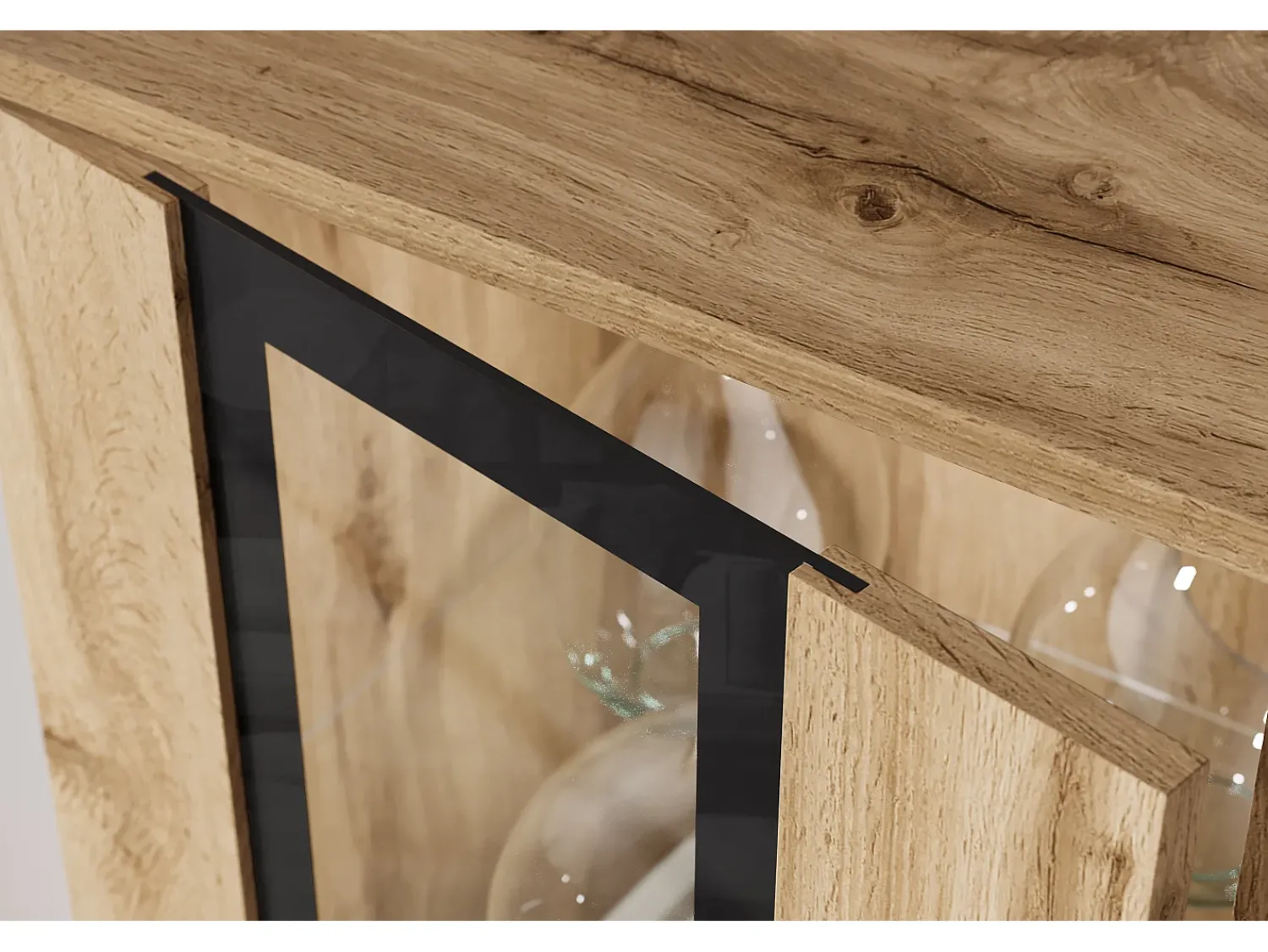 Móvel De Tv* Conjunto de sala moderno – acabamento mate, 2 vitrinas e móvel de TV 180 cm carvalho Wotan Natural escuro