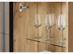 Móvel De Tv* Conjunto de sala moderno – acabamento mate, 2 vitrinas e móvel de TV 180 cm carvalho Wotan Natural escuro