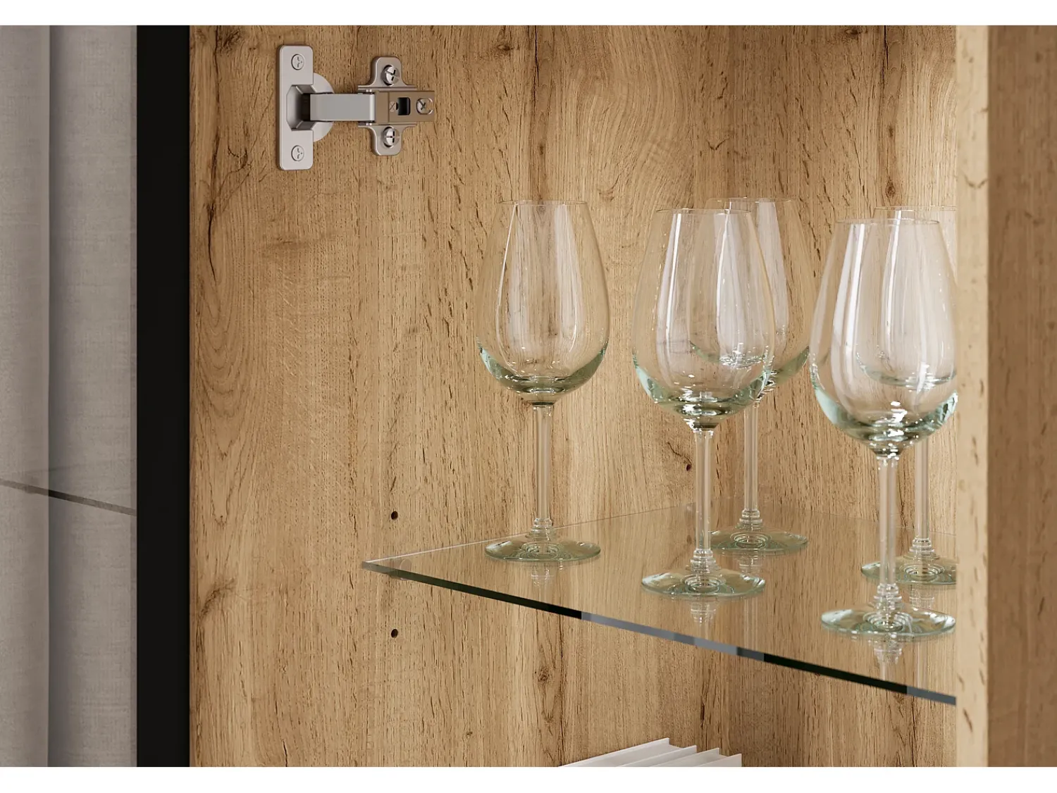 Móvel De Tv* Conjunto de sala moderno – acabamento mate, 2 vitrinas e móvel de TV 180 cm carvalho Wotan Natural escuro