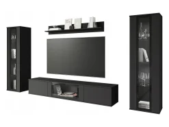 Conjunto de sala moderno com LED mate 2 vitrinas e móvel de TV 180 cm mate^ Móvel De Tv