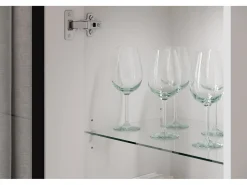 Móvel De Tv* Conjunto de sala moderno com LED 2 vitrinas e móvel de TV 180 cm corpo mate frentes brilho Branco