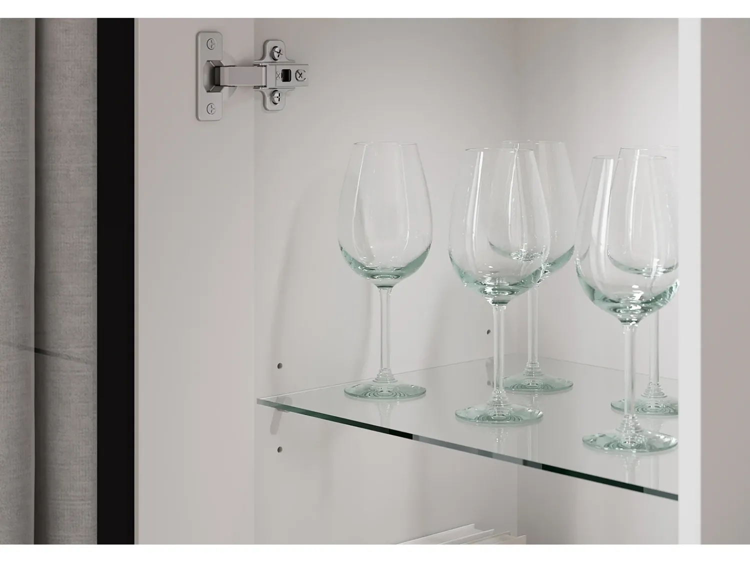 Móvel De Tv* Conjunto de sala moderno com LED 2 vitrinas e móvel de TV 180 cm corpo mate frentes brilho Branco