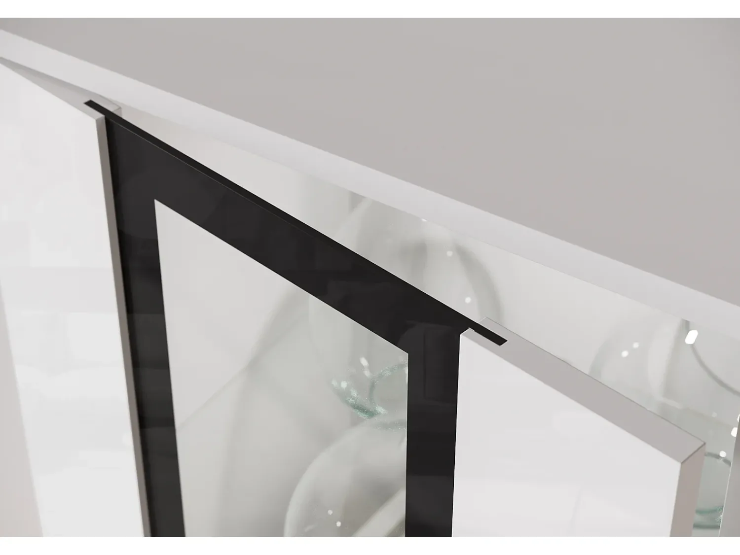 Móvel De Tv* Conjunto de sala moderno com LED 2 vitrinas e móvel de TV 180 cm corpo mate frentes brilho Branco