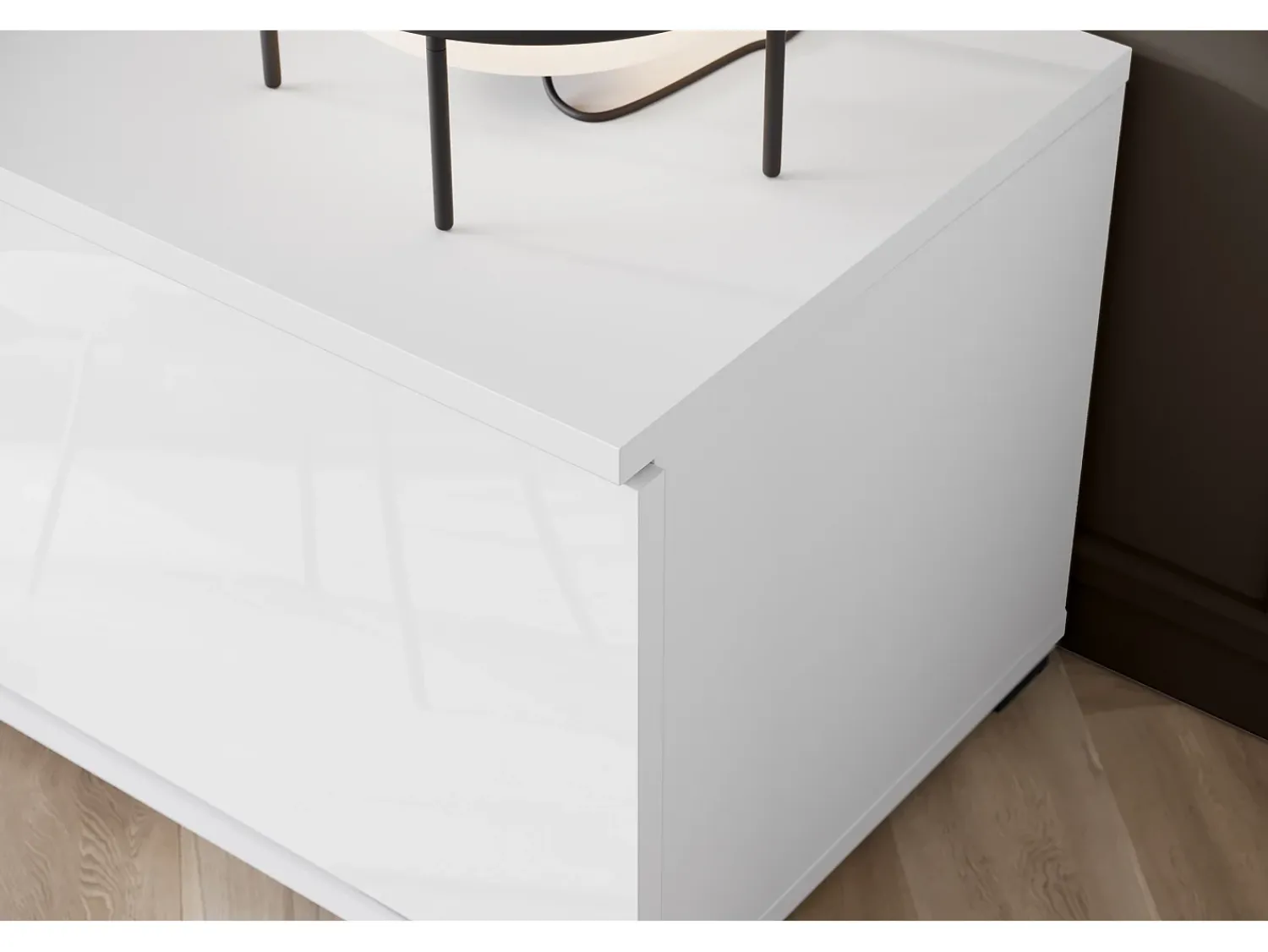 Móvel De Tv* Conjunto de sala moderno com LED 2 vitrinas e móvel de TV 180 cm corpo mate frentes brilho Branco