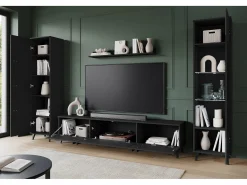 Conjunto de sala sobre pés com LED– conjunto TV 180 cm, vitrine, estante, prateleira mate^ Móvel De Tv