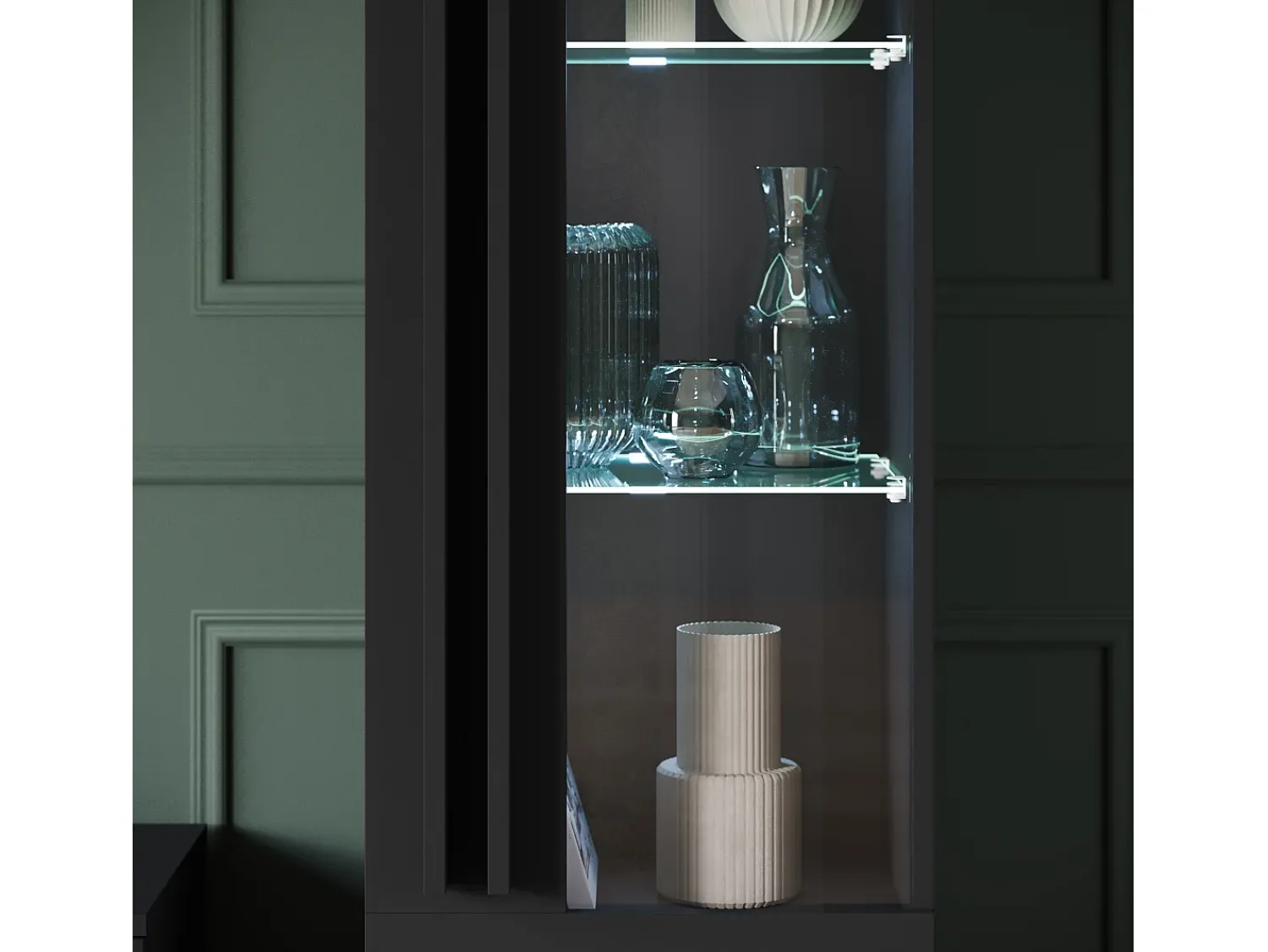 Conjunto de sala sobre pés com LED– conjunto TV 180 cm, vitrine, estante, prateleira mate^ Móvel De Tv