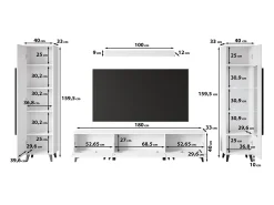 Conjunto de sala sobre pés – móvel de TV 180 cm, vitrine, estante e prateleira, mate^ Móvel De Tv
