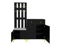 Online Merax Conjunto de sapateira com sapateira, cabideiro - 60,5x35,2x180,5 cm + 83x35x101 cm - Aglomerado - Preto