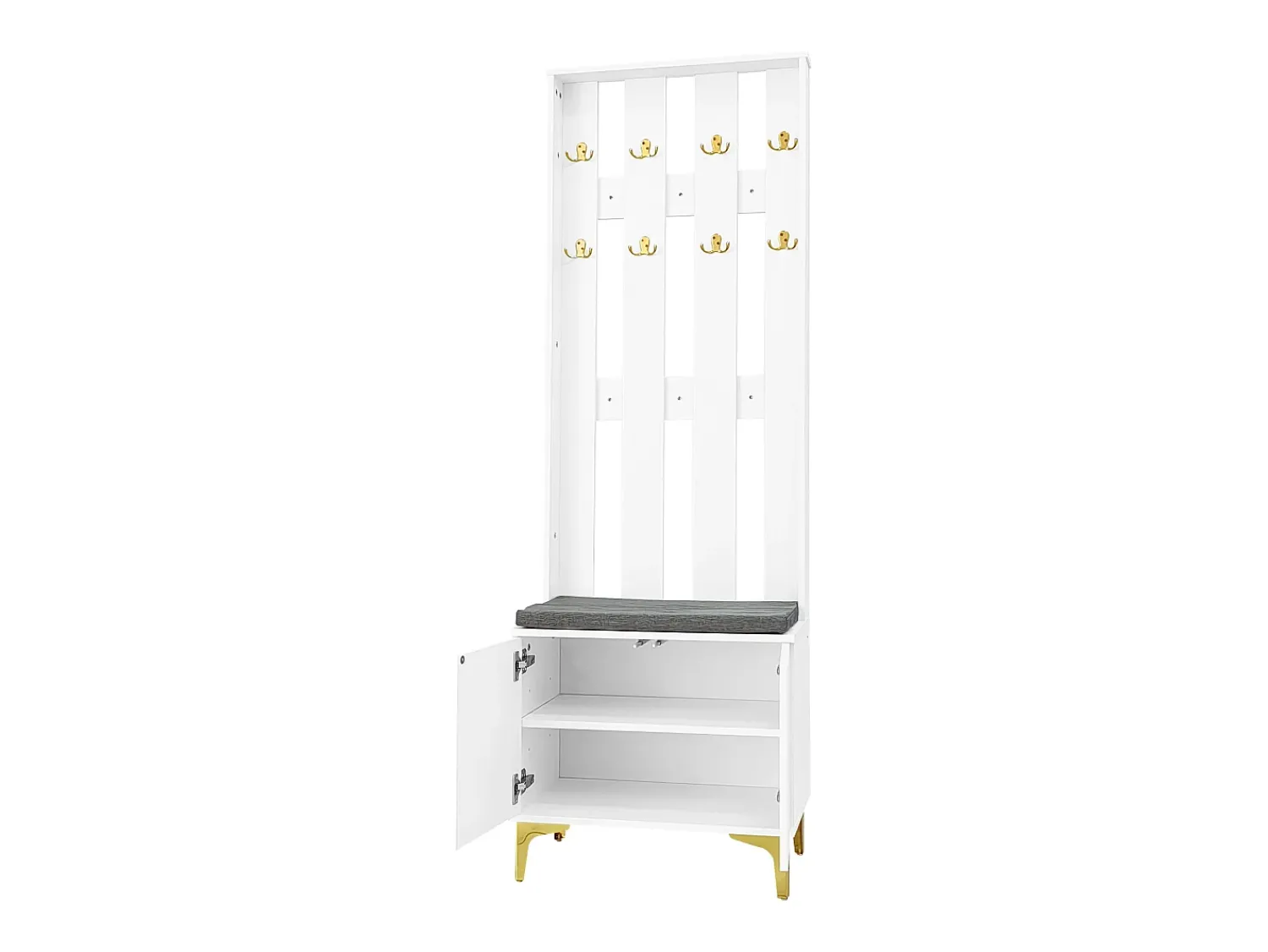 Móvel De Arrumação|Sapateira|Hauss Spole Conjunto de sapateira e bengaleiro - 4 portas, 2 gavetas, banco e ganchos - e dourado Branco