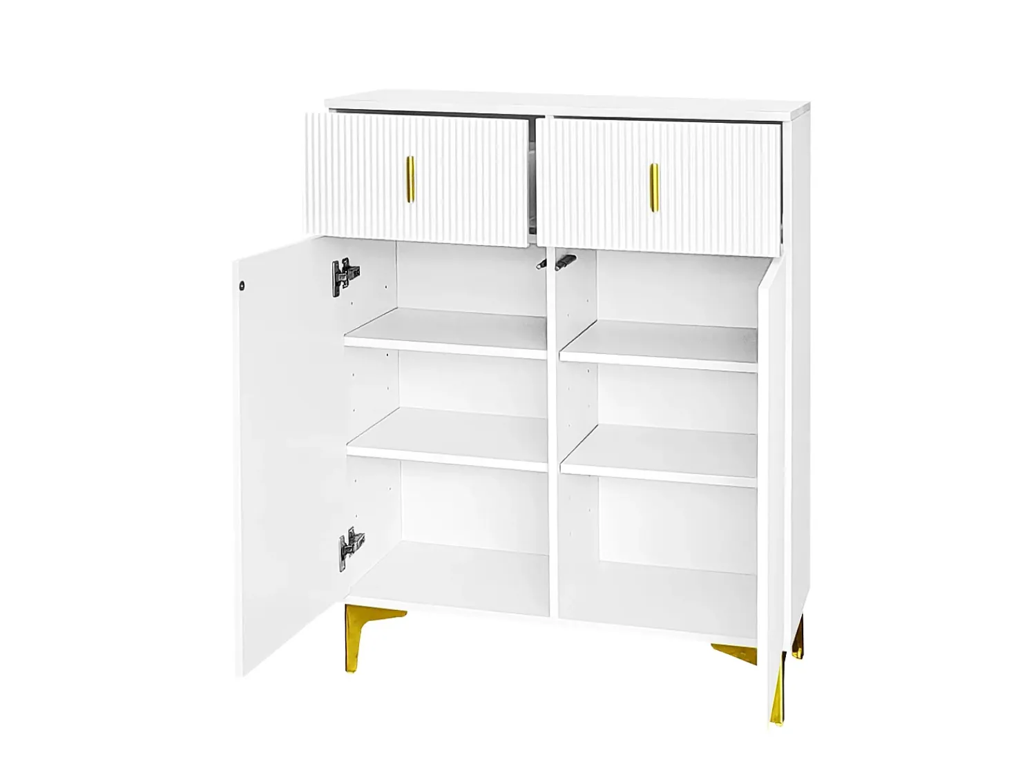Móvel De Arrumação|Sapateira|Hauss Spole Conjunto de sapateira e bengaleiro - 4 portas, 2 gavetas, banco e ganchos - e dourado Branco