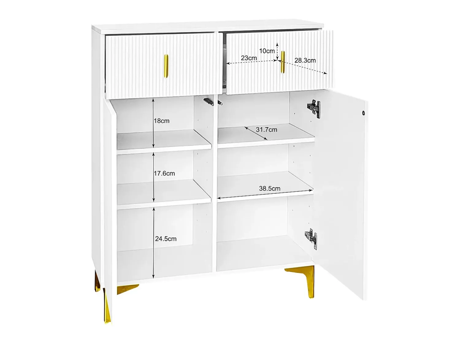 Móvel De Arrumação|Sapateira|Hauss Spole Conjunto de sapateira e bengaleiro - 4 portas, 2 gavetas, banco e ganchos - e dourado Branco